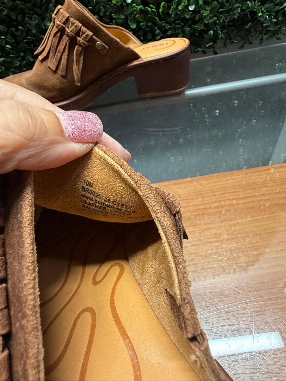 Born Brown Suede Fringe Mule Clogs - Picture 9 of 9